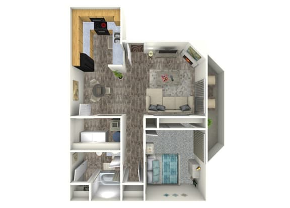 1 Bed 1 Bath Floor Plan at Woodland Hills Apartments, Colorado Springs, CO